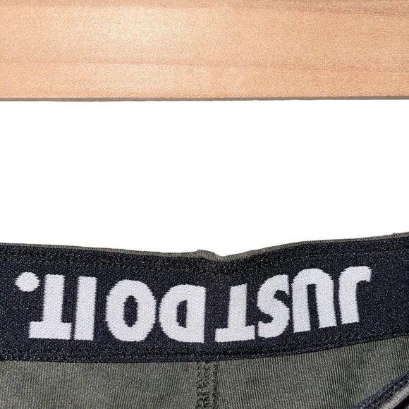 Nike Just Do It Leggings Logo Band Just Do It Pant Leg Text Olive Green Stretchy - Picture 10 of 12
